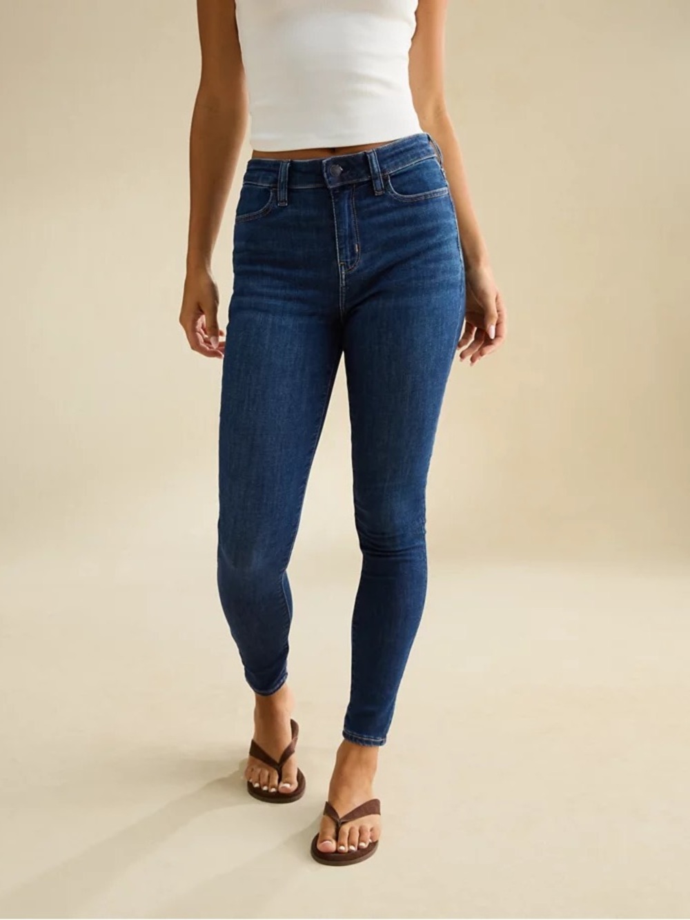 American Eagle Outfitters- High-Rise Dark Blue Skinny Jeans - Women
